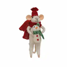 BreeBe - Christmas Snowman & Baby Felted Ornament - White, Red
