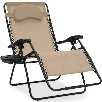 Front. Best Choice Products - Best Choice Products Oversized Zero Gravity Chair, Folding Outdoor Patio Recliner w/ Cup Holder - Sand/Black - Sand/Black.