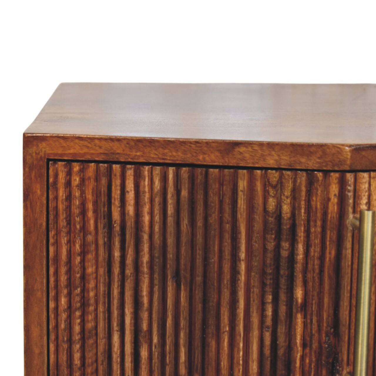 Alt View 2. Artisan Furniture - Artisan Furniture Solid Wood Harper Ribbed Chestnut Bedside - Brown.