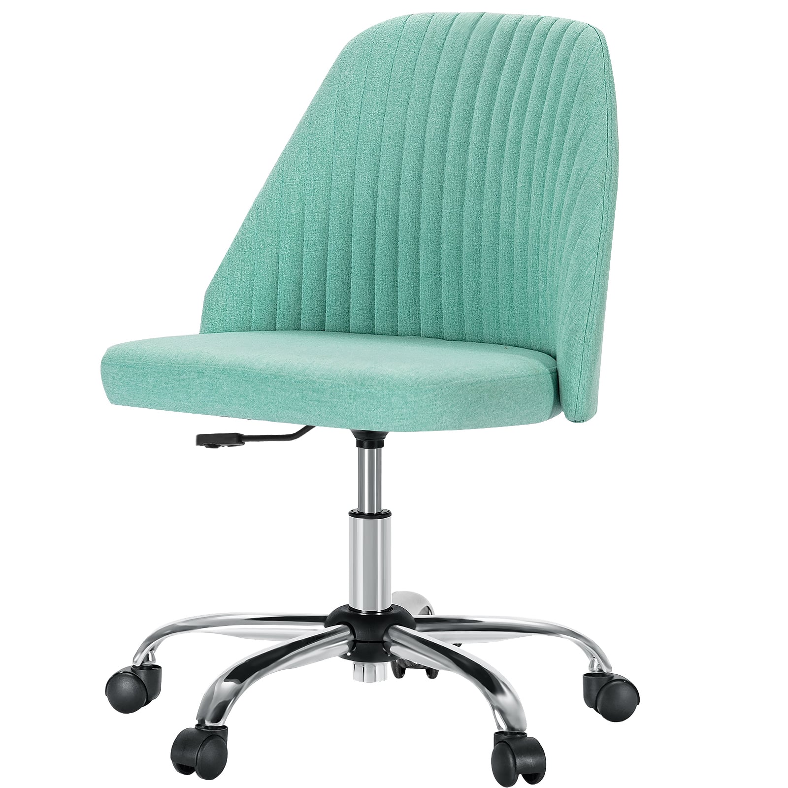 PexFix - Small Office Chair with Wheels, Cute Stylish Armless Desk Chair, Adjustable Height Swivel Task Chair for Vanity, Bedroom - Green