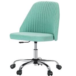 PexFix - Small Office Chair with Wheels, Cute Stylish Armless Desk Chair, Adjustable Height Swivel Task Chair for Vanity, Bedroom - Green
