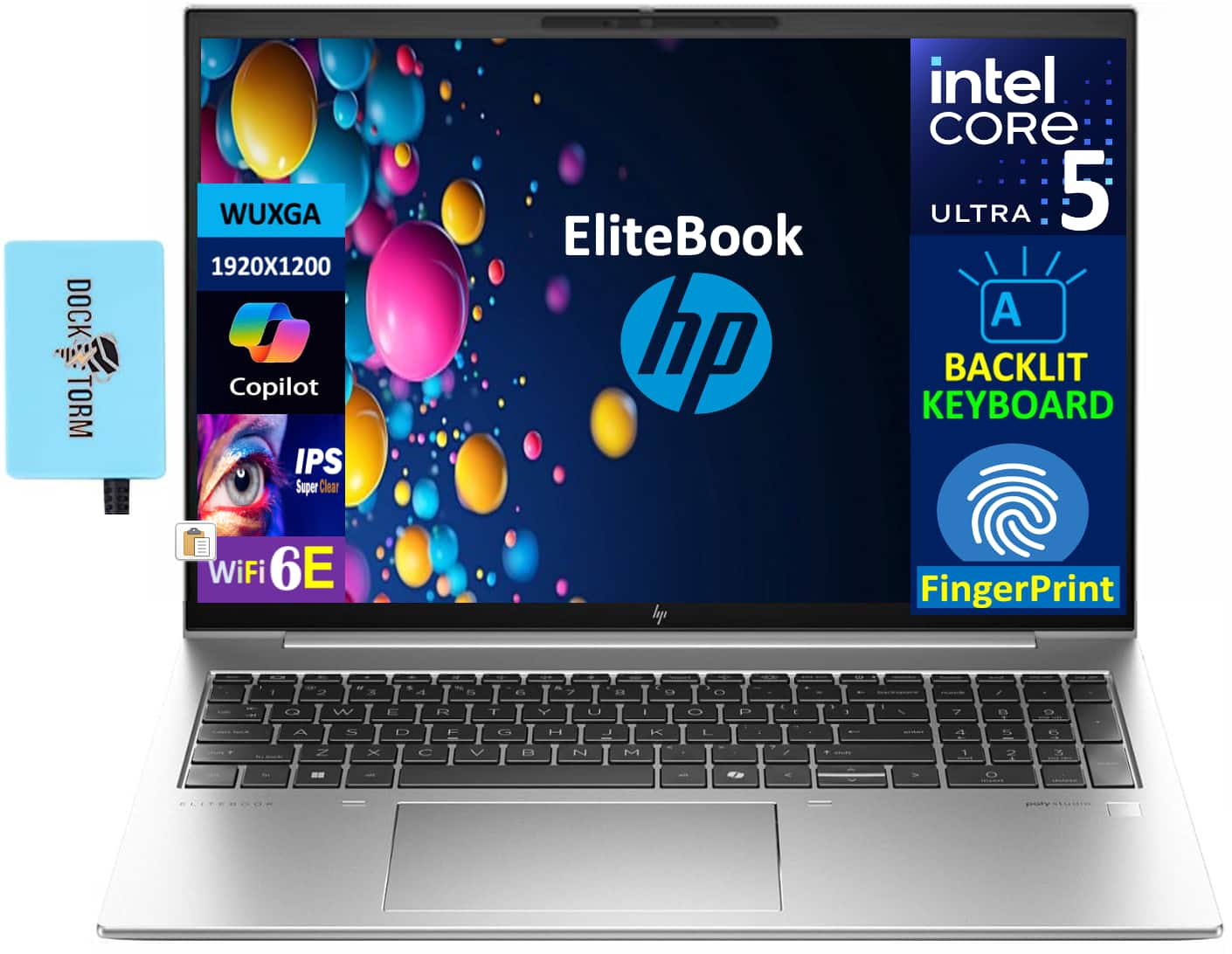 HP- Upgraded- EliteBook 860 Laptop 16.0 WUXGA (Intel Ultra 5 125U, 32GB DDR5, 2TB PCIe SSD, Win 11 Pro) w/USB Hub- Silver