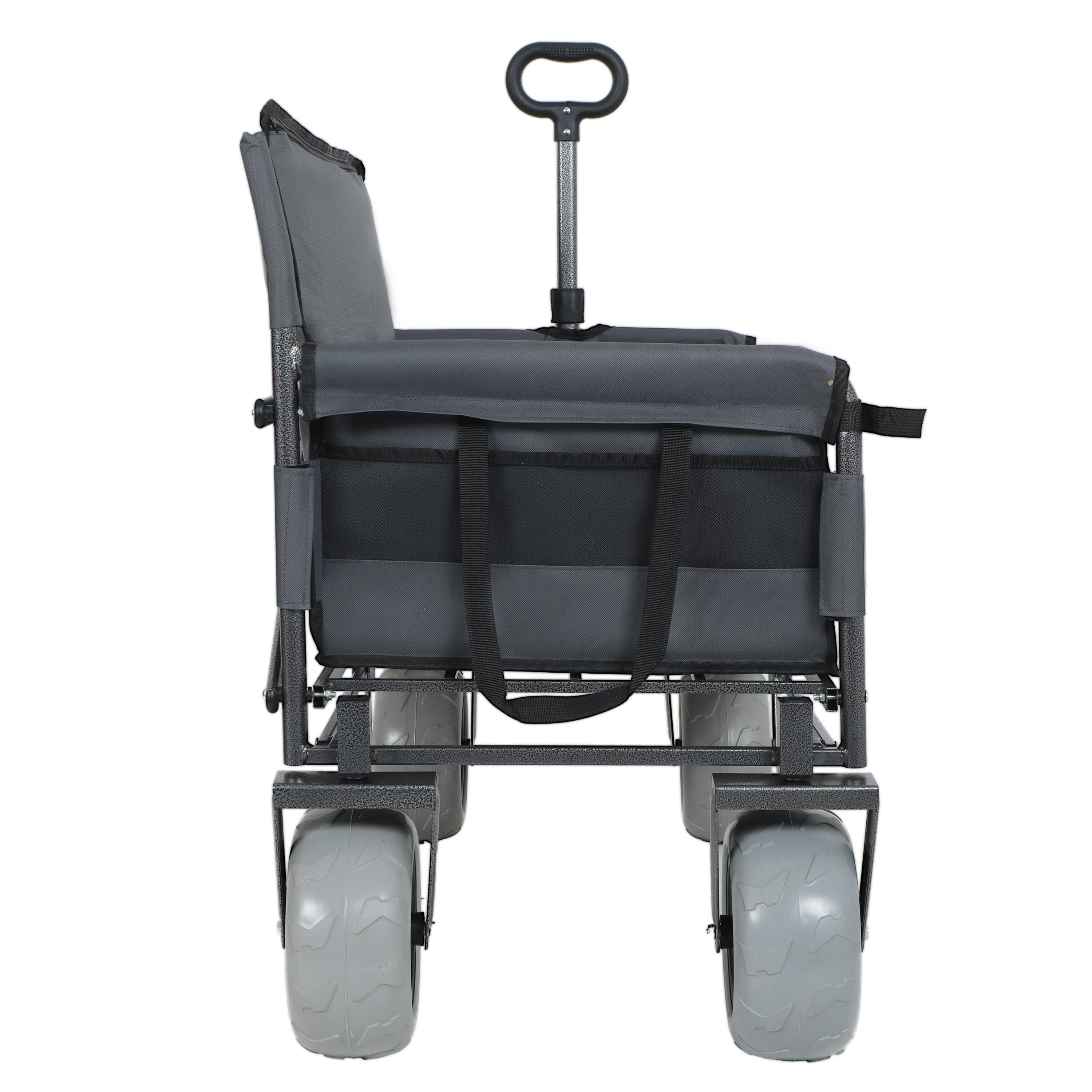 Left. Mondawe - 3-in-1 500lbs Convertible Folding Wagon Utility Carts - Bench Seat w/ 180L Capacity, All-Terrain Wheels - Gray.