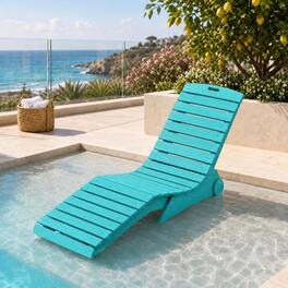 Costway - In-Pool Lounge Chair HDPE Pool Chaise with Wheels 5.5-8.5 in Water Depth 450 LBS - Turquoise