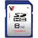 Front Standard. V7 - 8 GB Secure Digital High Capacity (SDHC) - 1 Card - Retail.