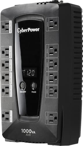 CyberPowerPC - 1000VA Battery Back-Up System - Black - Larger Front