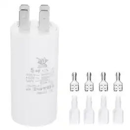 Unique Bargains - 5uF CBB60 Run Capacitor, AC 450V 4 Pin Double Insert with Sheath Spring for Motor Start - White