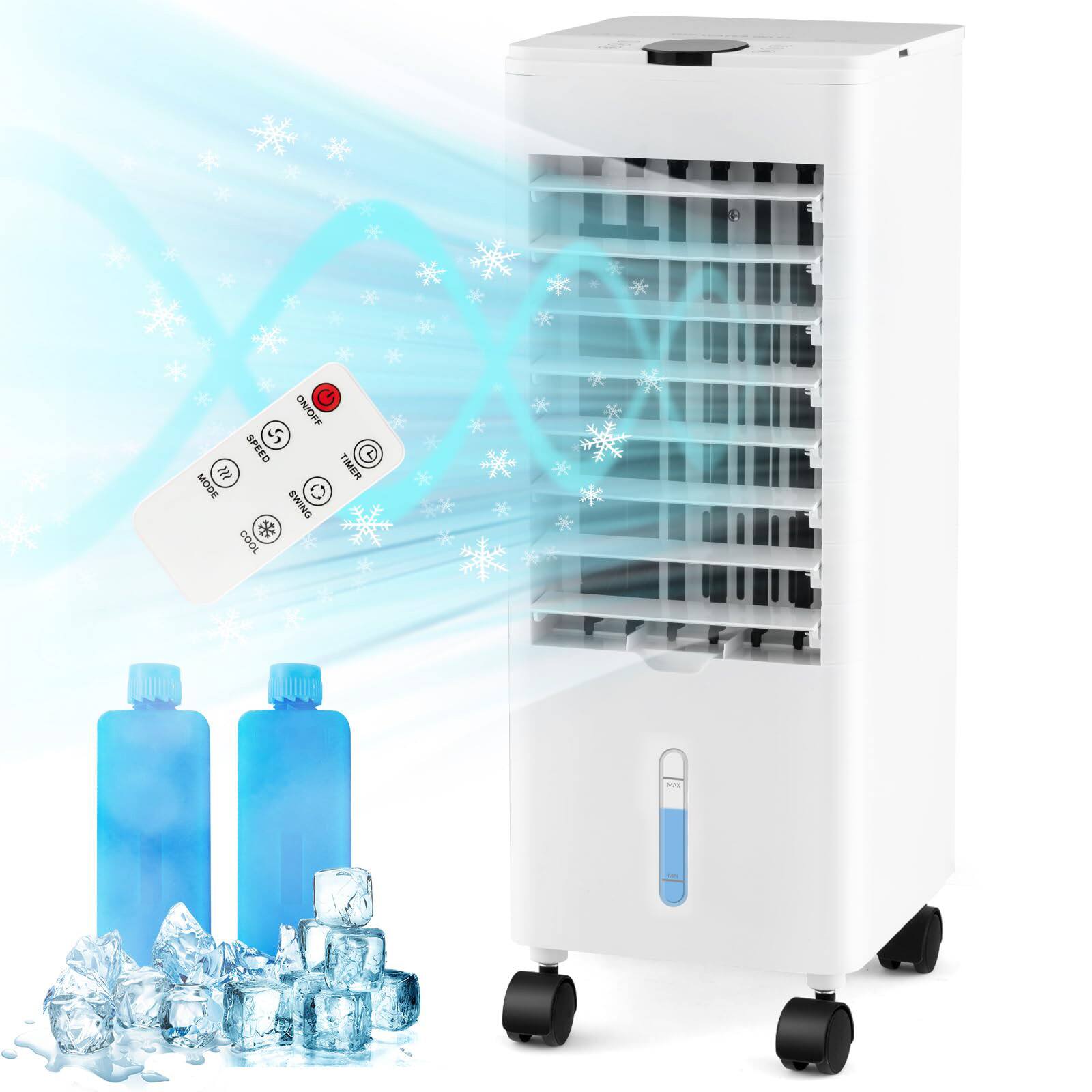 Ecooso - 3-in-1 Portable Evaporative Air Cooler Fan with Remote Control - White