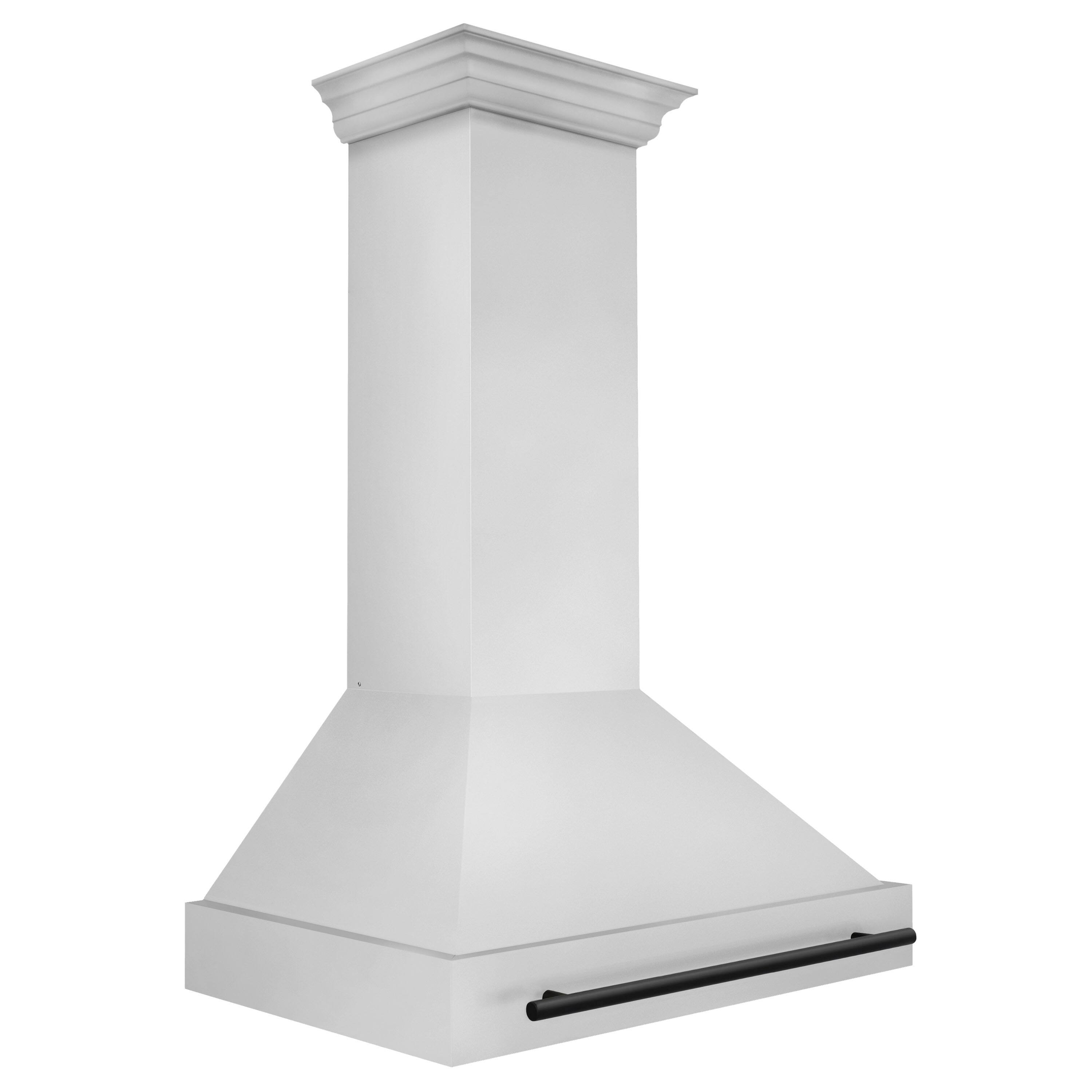 Angle. ZLINE - ZLINE Autograph Edition 36 in. Stainless Steel Range Hood with Stainless Steel Shell and Matte Black Handle - Stainless Steel.