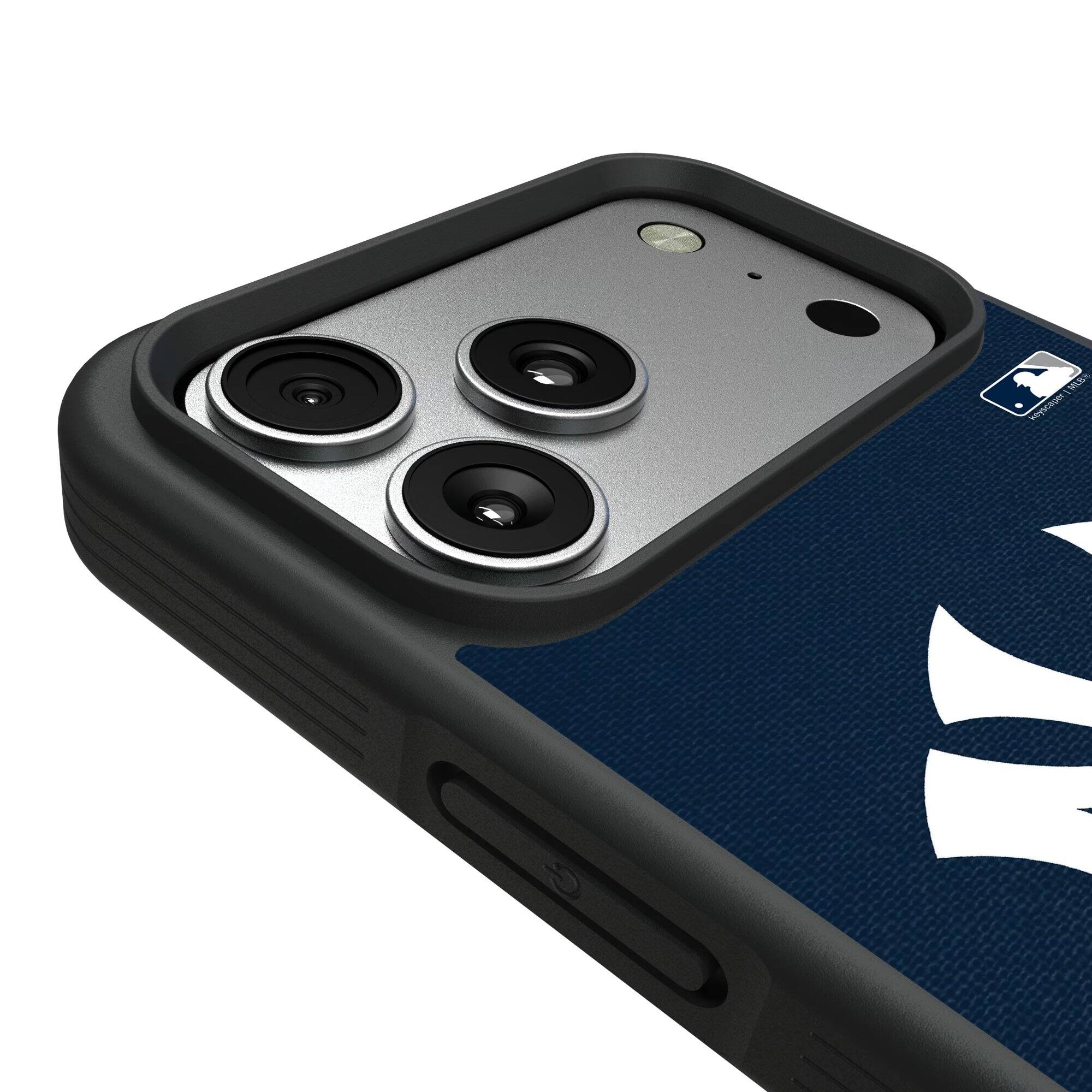 Alt View 2. Keyscaper - New York Yankees Personalized Bump Case with 8.2ft Drop Protection - 14 Pro Max - Multicolor.