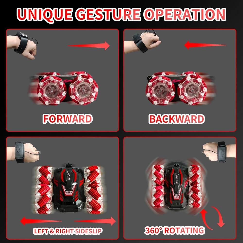 UNIQUE GESTURE OPERATION

- FORWARD
- BACKWARD
- LEFT & RIGHT SIDESLIP
- 360° ROTATING