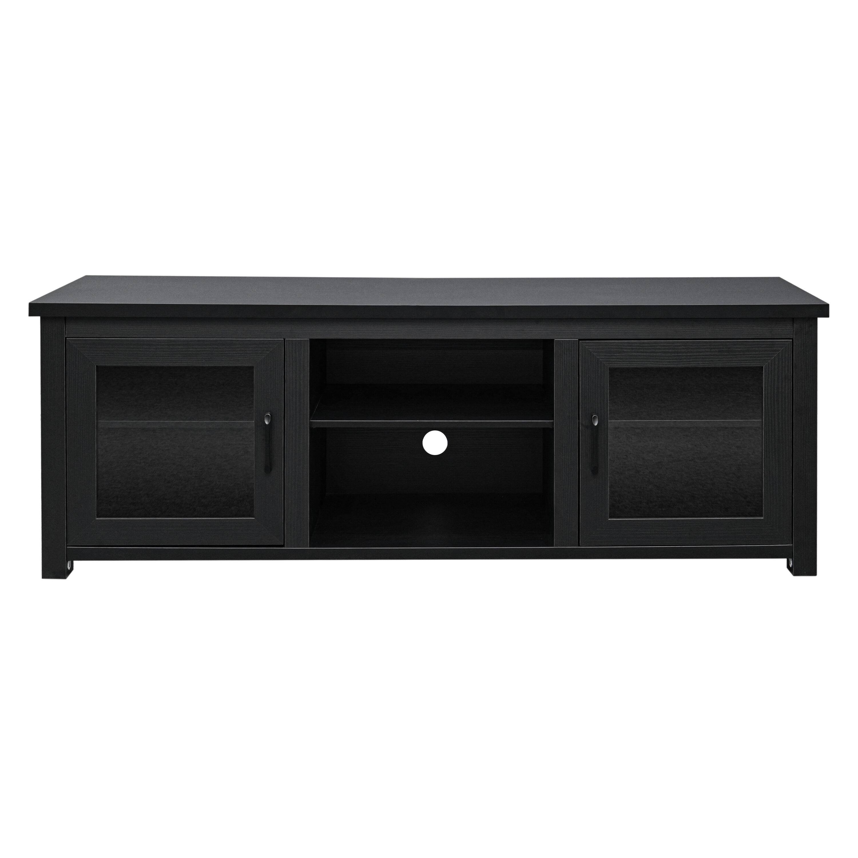 Alt View 7. Emma + Oliver - Liam TV Stand for up to 80" TV's - 65" Media Console with Classic Full Glass Doors & 3 Adjustable Shelves - Black.