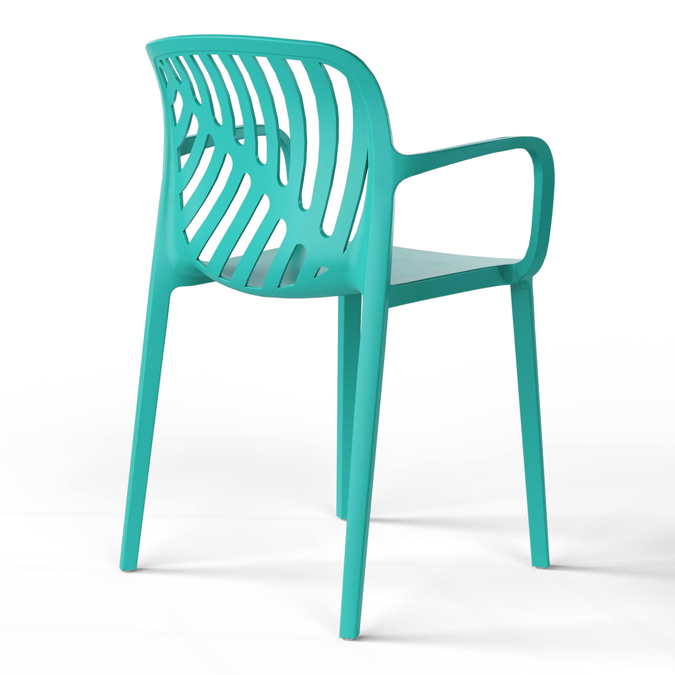 Back. WestinTrends - WestinTrends Playa 5-Piece Outdoor Resin Round Patio Dining Table Set with Modern Stackable Patio Dining Chairs - Turquoise.