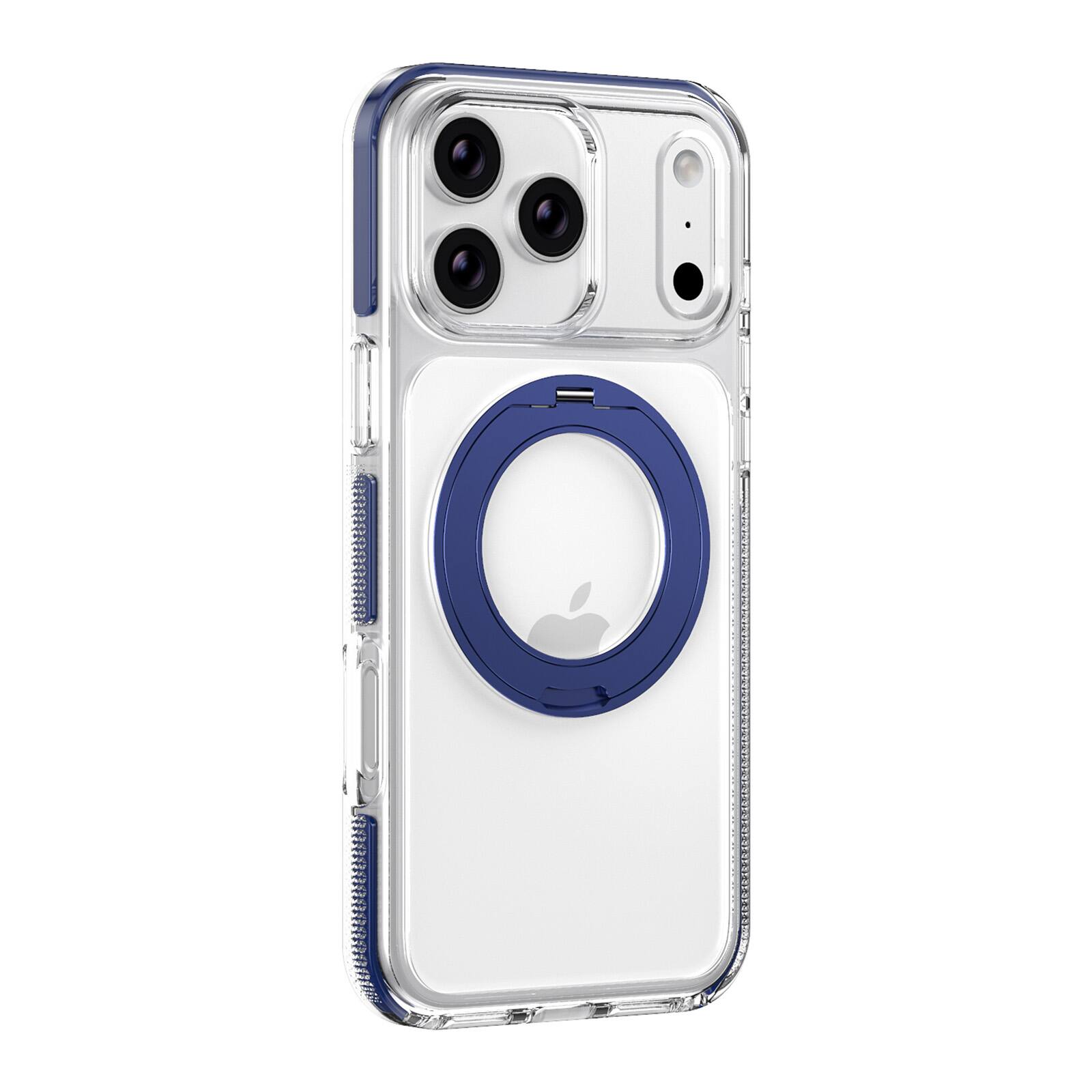 Alt View 1. Dteck - Mag Safe Crystal Clear Case for Apple iPhone 17 Pro Max,Shockproof Heavy Duty Cover with Foldable Metal Stand - Darkblue.
