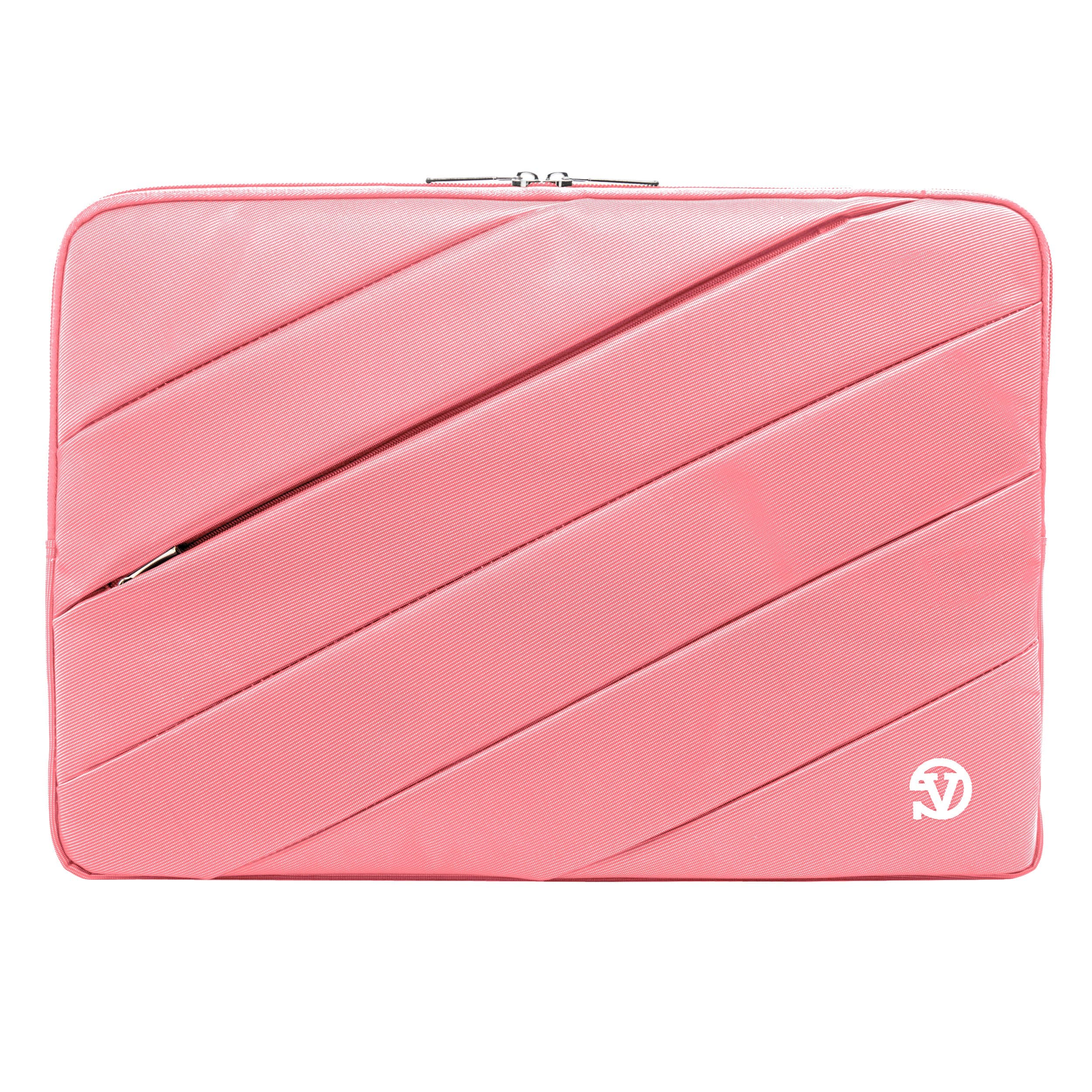 Vangoddy - 15.6-inch Laptop Sleeve Nylon Shock-Absorbing Lining Dual Zippers Front, Rear Pockets - Pink