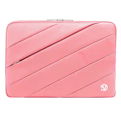 Front. Vangoddy - 15.6-inch Laptop Sleeve Nylon Shock-Absorbing Lining Dual Zippers Front, Rear Pockets - Pink.