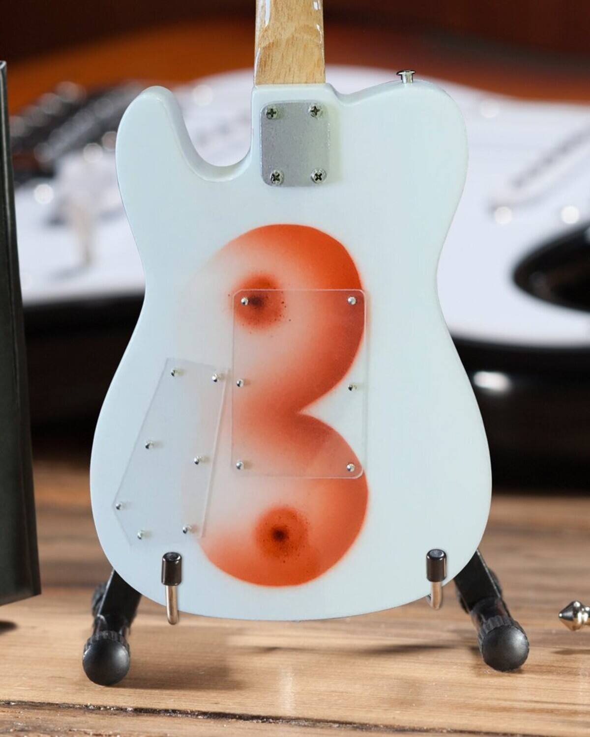 Alt View 3. Axe Heaven - Mick Mars - Axe Heaven Signature White Girls, Girls, Girls Mini Guitar Replica Collectible MM-261   - Collectibles - Multicolor.