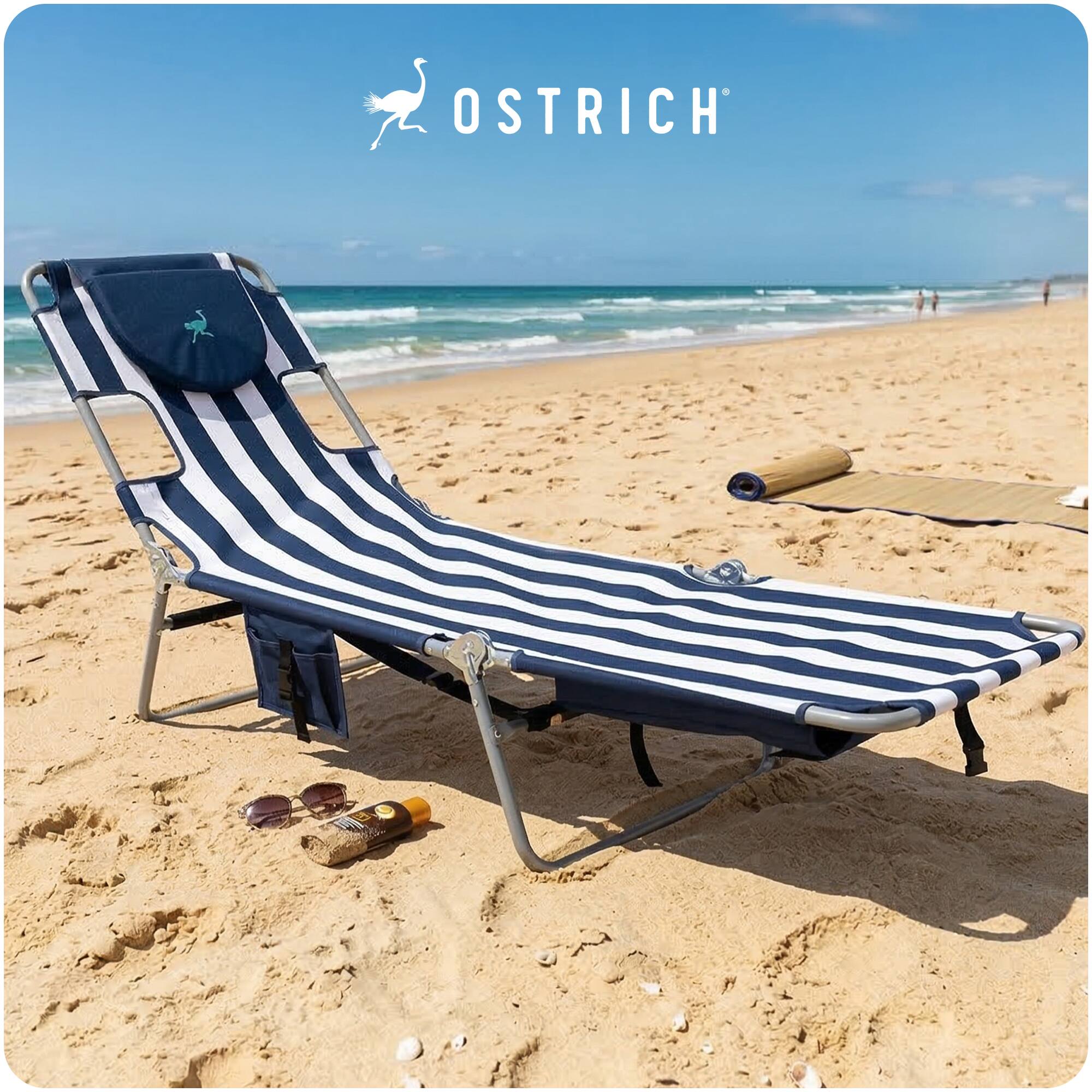 Alt View 8. Ostrich - Ostrich The Backpack Chaise Lounge Chair with Storage Bag & Custom Fitted Towel - White.