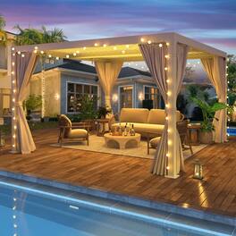 U-HOMY - 10 Ft. W x 10 Ft. D Aluminum Patio Metal Pergola with Adjustable Louver Roof - White