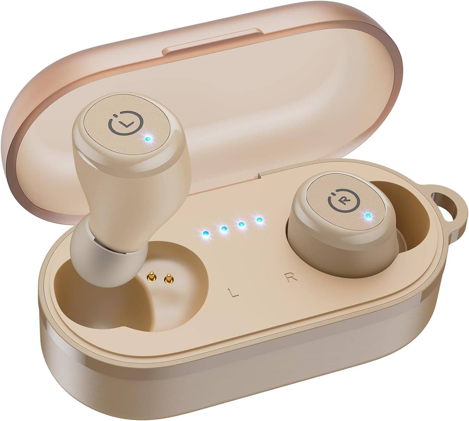TOZO - T10 Earbuds, Bluetooth 5.3, Custom EQ, Ergonomic, 55H, Wireless Charging, IPX8, 2025 - khaki