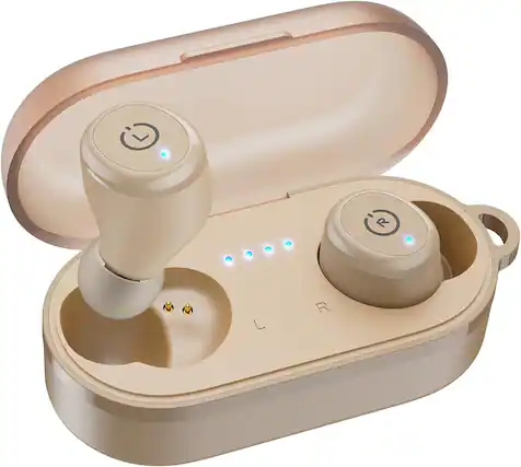 Front. TOZO - TOZO T10 Bluetooth Wireless Earbuds, 55H Play, OrigX 2.0, Custom 32EQ, Wireless Charge, IPX8, Comfort Ergonomics - khaki.