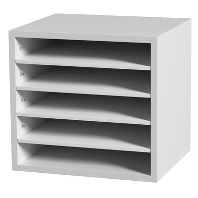 VEVOR Wood Literature Organizer – 12 Compartments, Adjustable Shelves, Brown, Desktop File Sorter