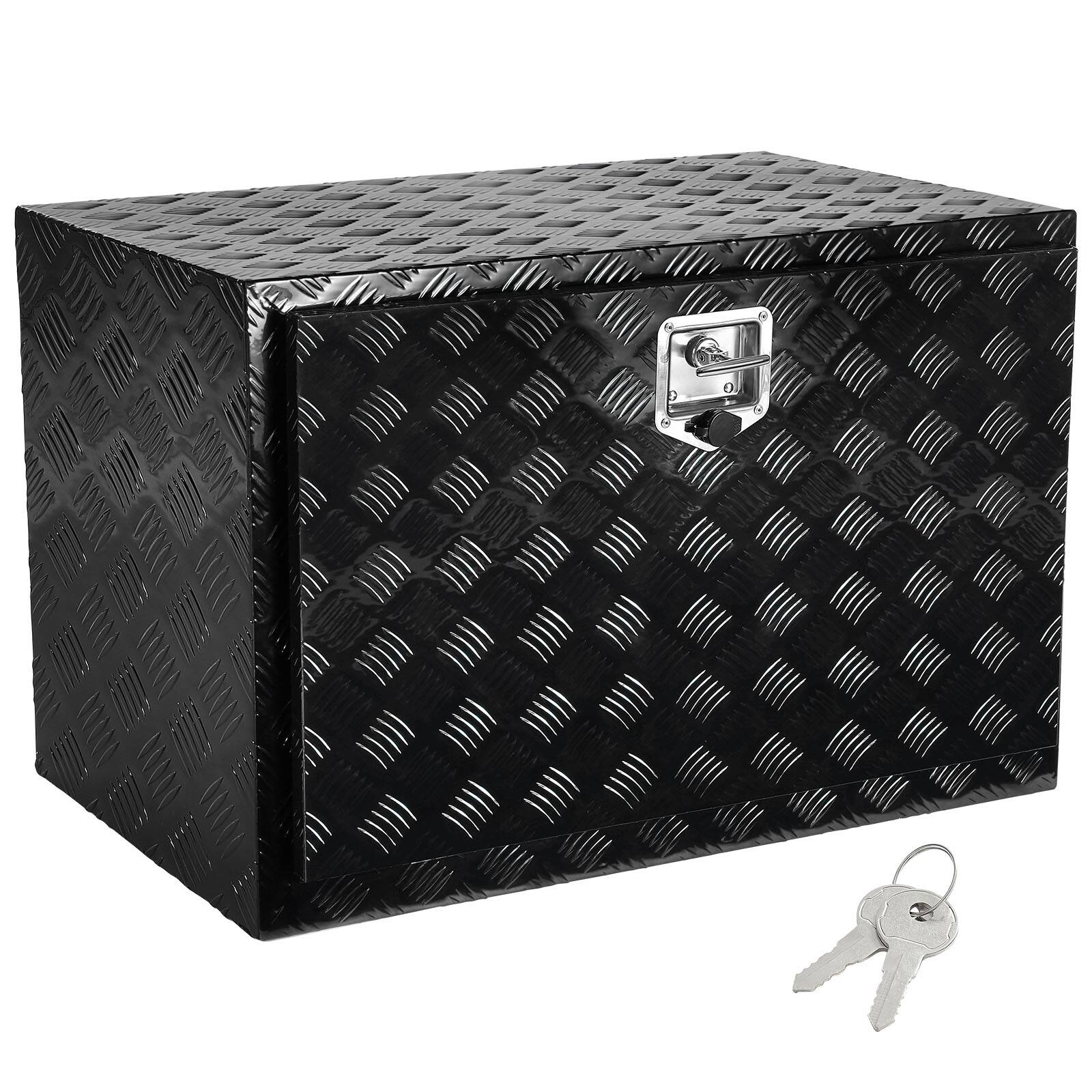Alt View 5. VEVOR - Underbody Truck Box, 48" x 17" x 18" Pickup Storage Box, Heavy Duty Aluminum Diamond Plate Tool Box with Lock and Keys - Black.