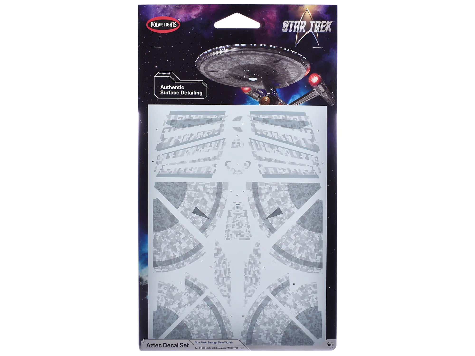POLAR LIGHTS  
STAR TREK  
Authentic Surface Detailing  
Aztec Decal Set  
Star Trek: Strange New Worlds  
For 1:1000 Scale USS Enterprise™ NCC-1701  
10+