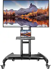 Front. Perlegear - Rolling TV Stand for 32-84 Inch TV, Mobile TV Cart up to 100lbs, Adjustable Height Outdoor TV Cart with Heavy-Duty Base - Black.