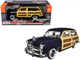 1949 Ford Woody Wagon 1/24 Diecast Model Car by Motormax - Dark Blue