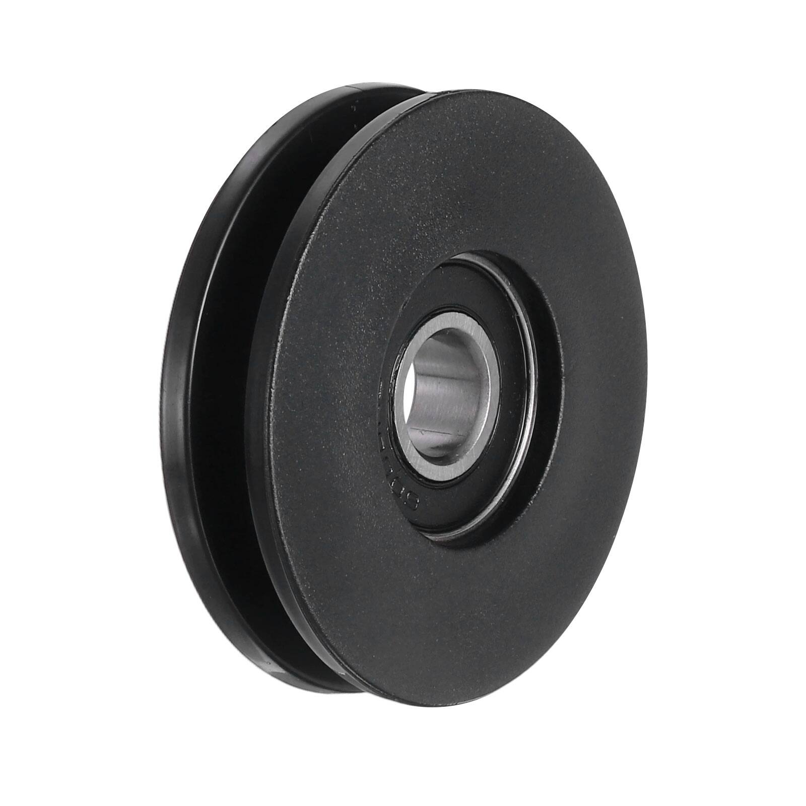Front. Unique Bargains - 50mm/1.97" Nylon Bearing Gym Pulley Wheel, Steel Shaft, for Cable Machine/Garage Door/Home Exercise - Black.
