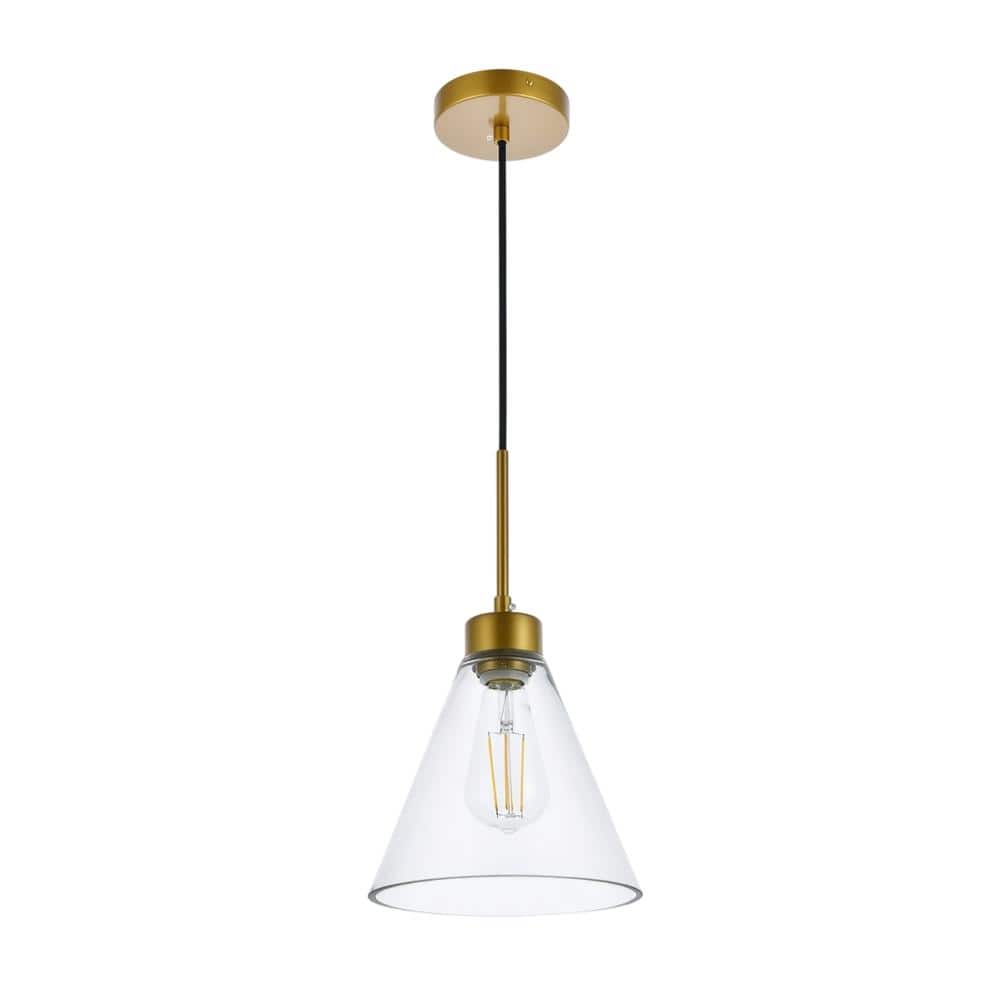 Living District - Mera 1 light brass pendant - Brass And Clear
