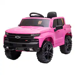 GARVEE - Licensed Chevrolet Silverado 12V Electric Ride-on Car Truck w/Parent Remote Control, Bluetooth Speaker - Pink