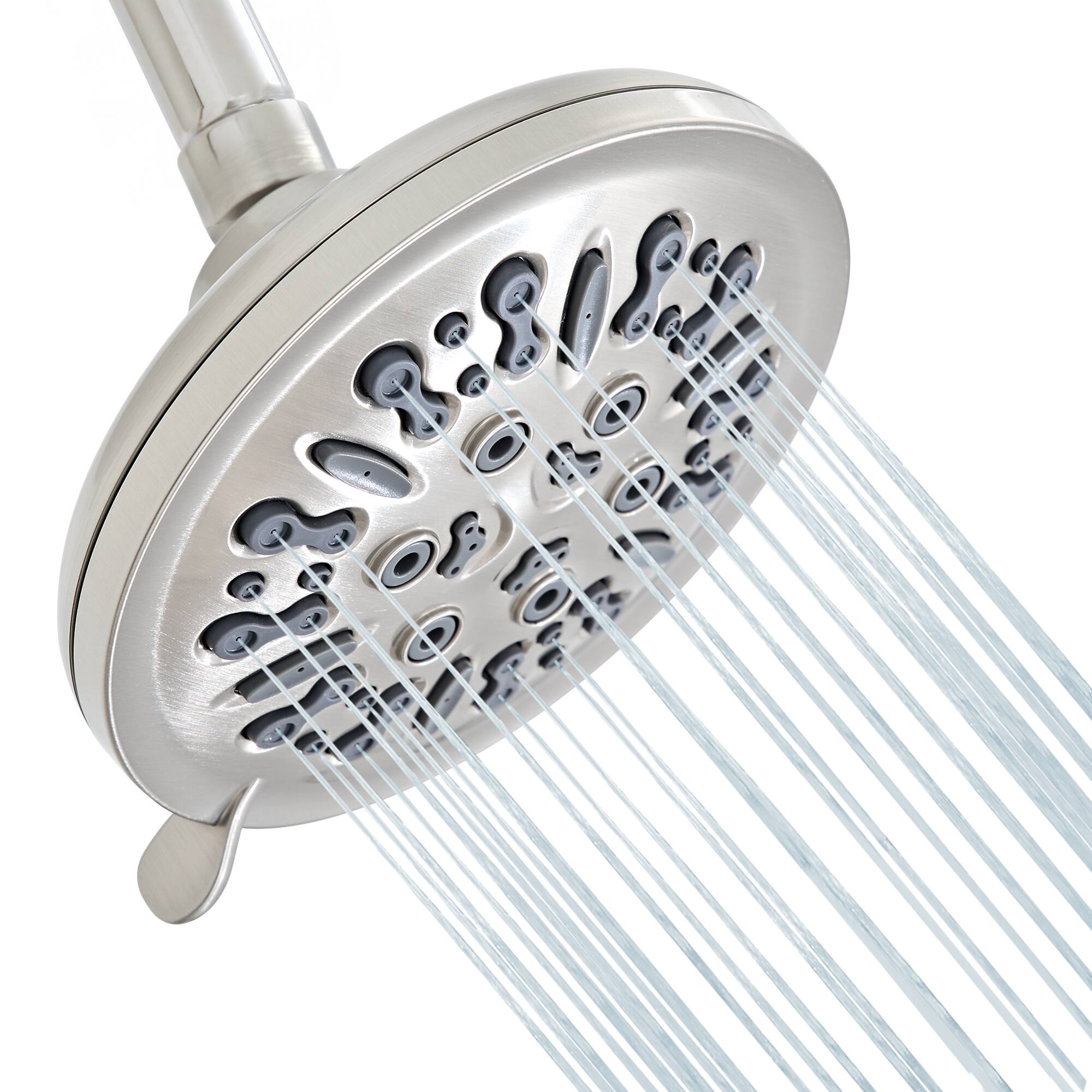 Left. Akicon - Akicon Adjustable High Pressure Shower head with 8-Setting Anti-Clogging Nozzles 2.5 gpm in Brushed Nickel - Brushed Nickel.