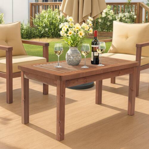Alt View 7. Winado - 35in Patio Wooden Coffee Accent Side Table for Indoor/Outdoor Resistant Table Furniture - Dark Brown.