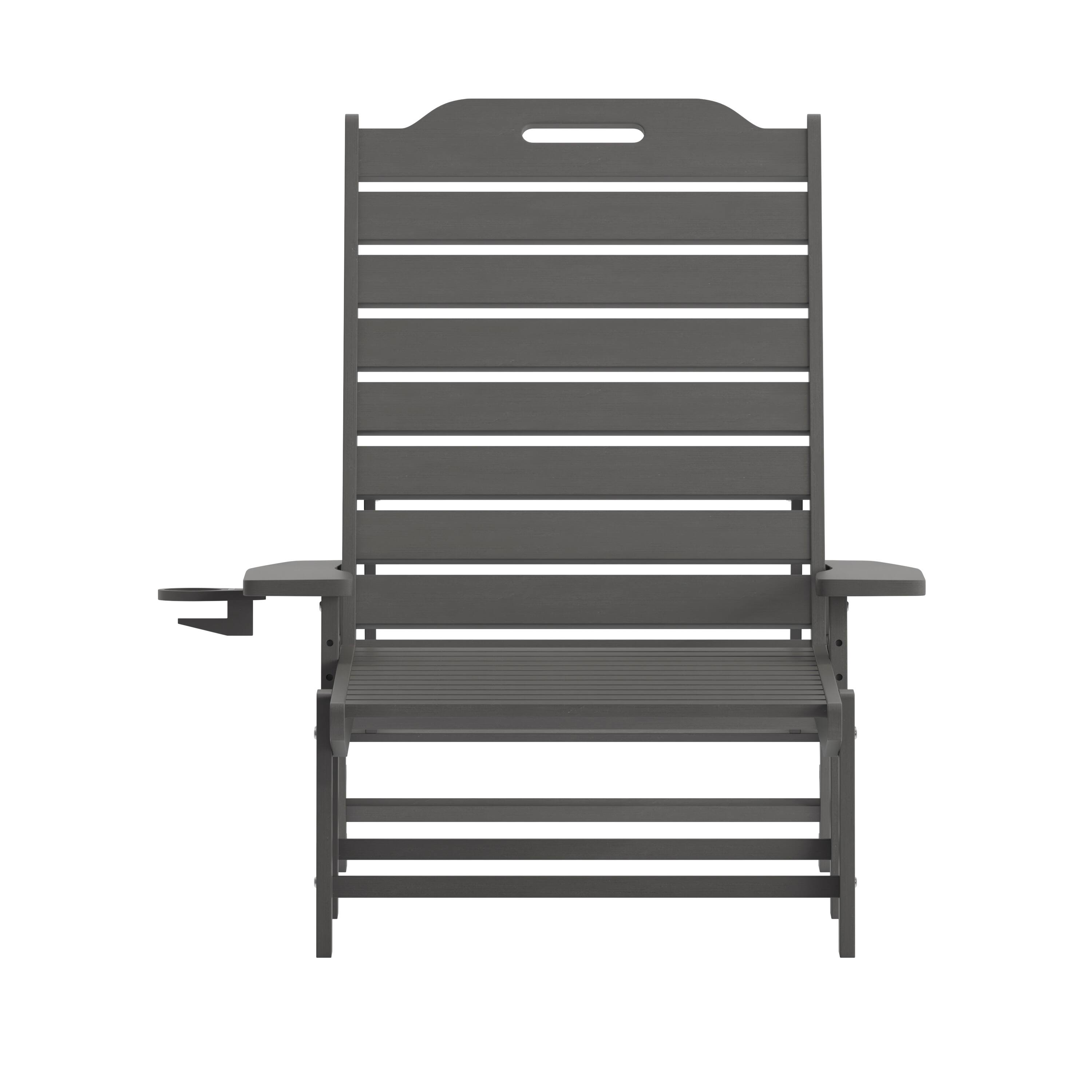 Alt View 9. Emma + Oliver - Ventura Poly Resin Adjustable Adirondack Lounger with Swivel Cup Holder for Indoor/Outdoor Use - Gray.