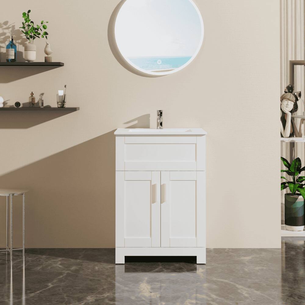 Alt View 1. Kadyn - 24" Bathroom Vanity Laundry Cabinet Combo with Sink, White - White.