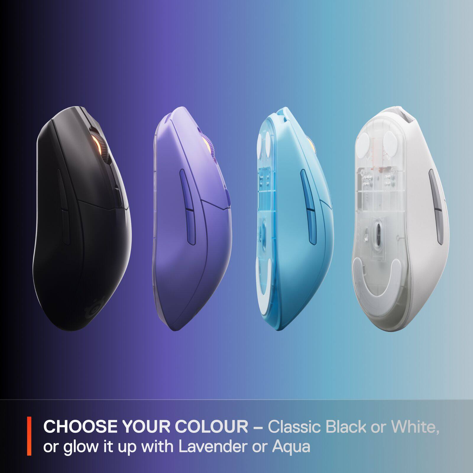 Choose Your Colour - Classic Black or White, or glow it up with Lavender or Aqua.