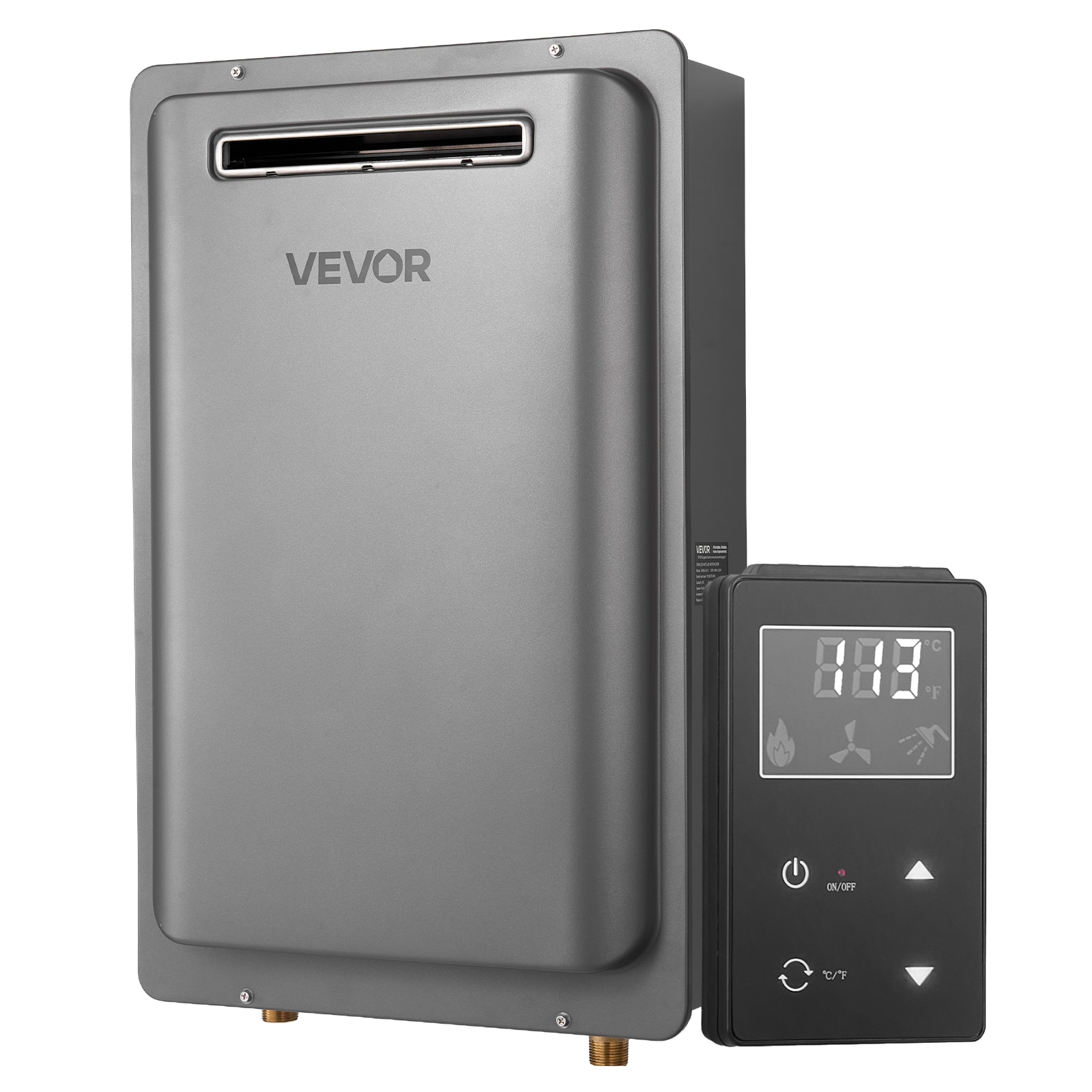 VEVOR - Propane Tankless Water Heater, 8Gal Outdoor 191000 BTU Instant Hot Water Heater, Smart Temperature Control - Gray