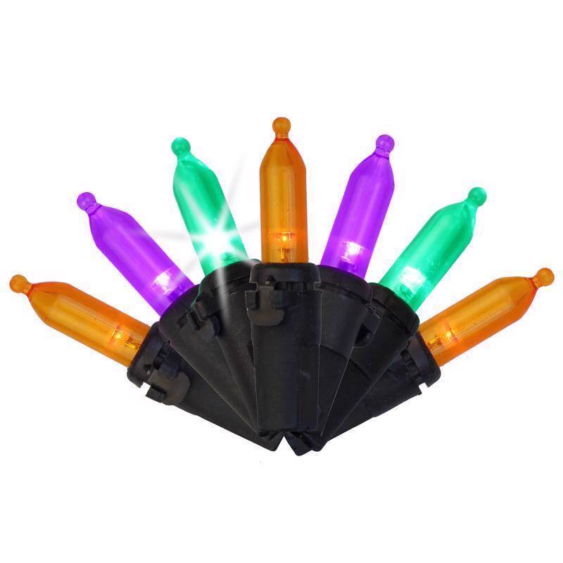 Front. Celebrations - Multicolored 100 ct LED Mini Halloween Strobe String Lights - Multicolored.