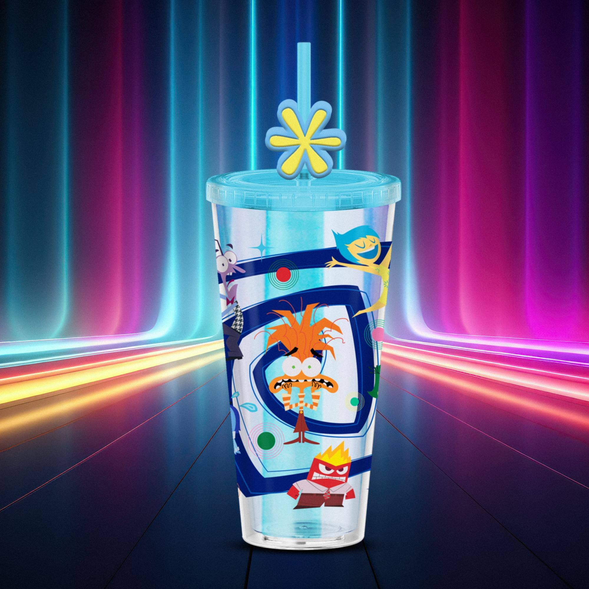 Alt View 1. Silver Buffalo - Disney Pixar Inside Out 2 Carnival Cup With Straw Topper Charm | Holds 24 Ounces - Blue.