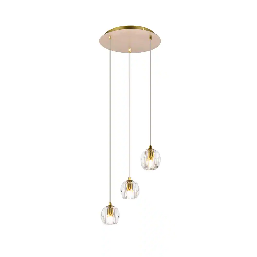 Angle. Elegant Lighting - Eren 3 lights Gold pendant - Gold.