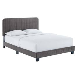 Modway - Celine Channel Tufted Performance Velvet Queen Platform Bed - Gray