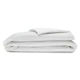 Sleepgram - Supima 400 Thread Count Cotton Duvet Cover w/ Travel Bag, Queen - White