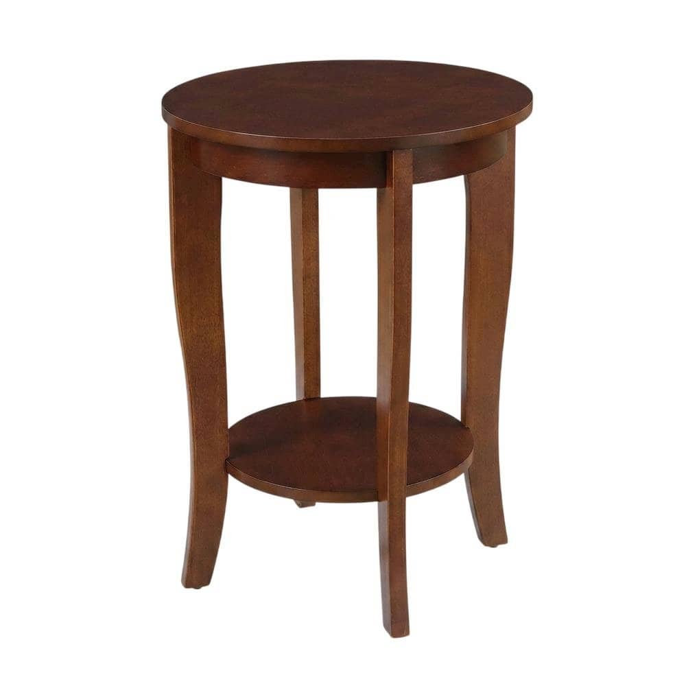 FurniFact - Mahogany Round End Table with Shelf for Classic and Transitional Styles - Brown
