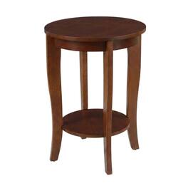 FurniFact - Mahogany Round End Table with Shelf for Classic and Transitional Styles - Brown
