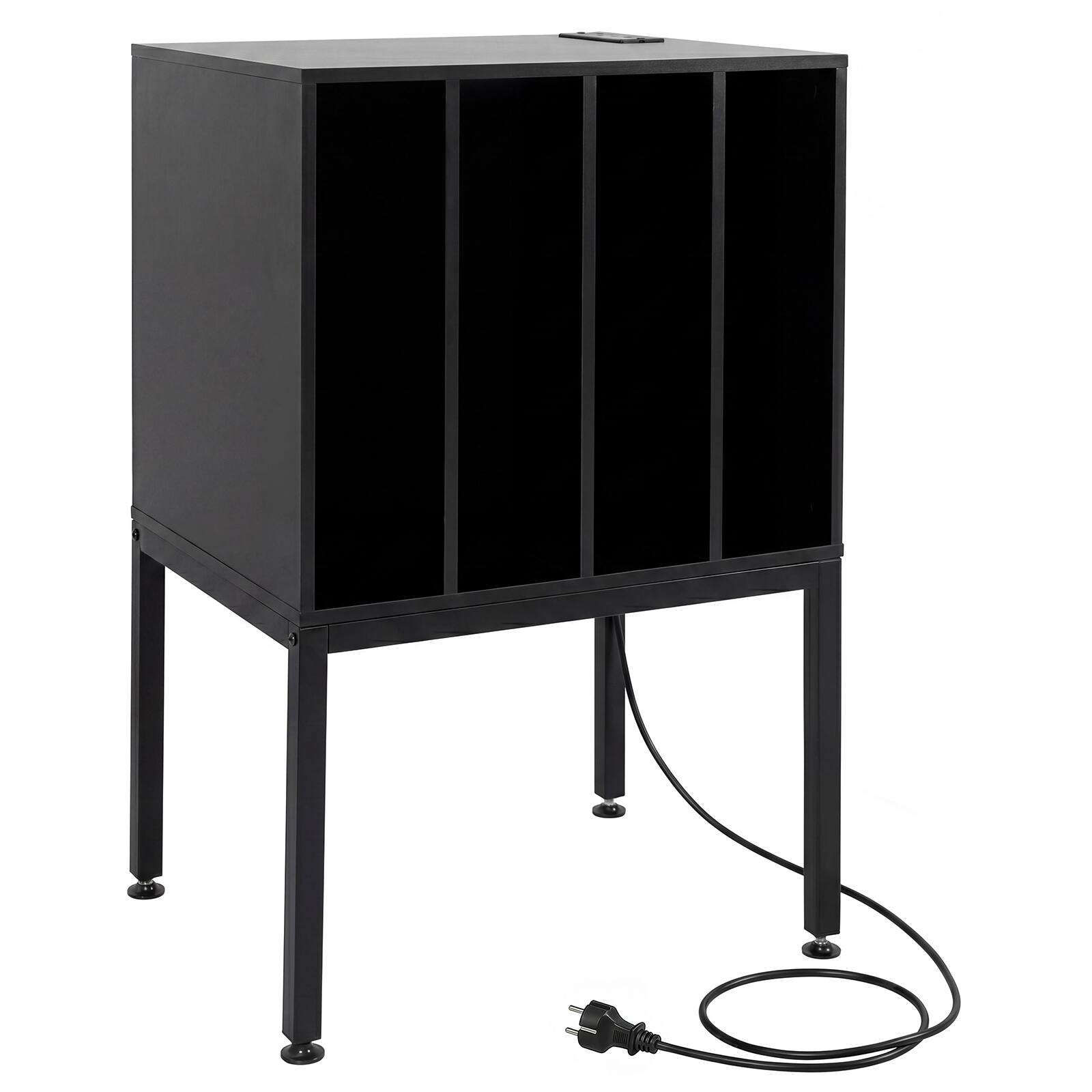 Alt View 9. Costway - Costway Record Player Stand with Power Outlets,Turntable Station with Divider Holds150 Records - Black.
