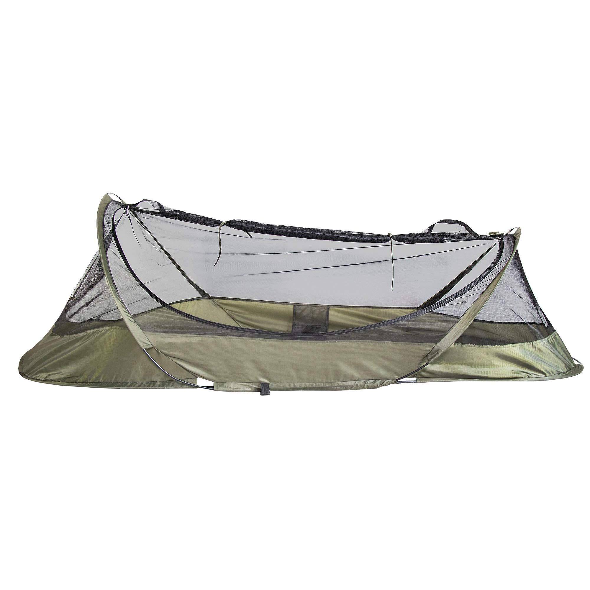 Front. Paradigms Interiors - Bivy Tent  Lightweight Single Person Sleeping Net System For Outdoors Camping Hiking Backpack Mesh Protection - OD Green.