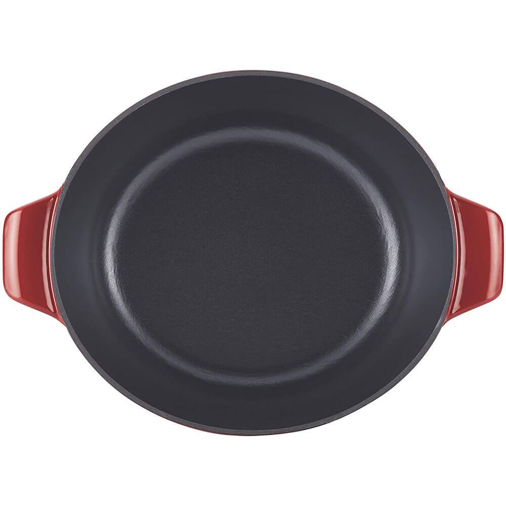 Left. Anolon - Anolon 51819 Vesta 4 Qt. Cast Iron Dish/Casserole Pan with Lid - Paprika Red - Paprika Red.