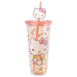 Silver Buffalo - Sanrio Hello Kitty Sweet Snacks 24-Ounce Carnival Cup With Straw Topper Charm - Pink